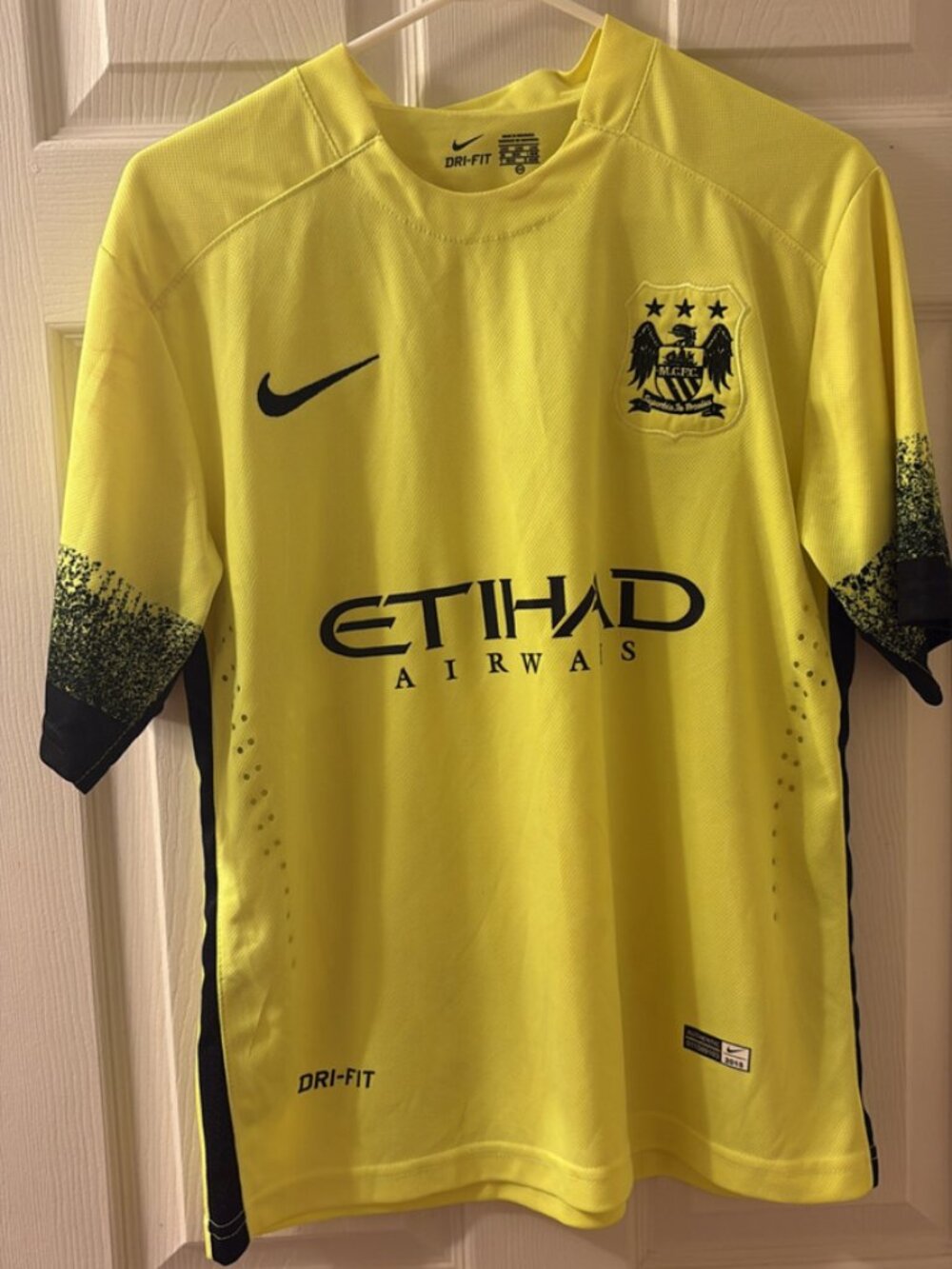Nike Manchester City Jersey – Yellow Etihad Kit 2015 Men Medium